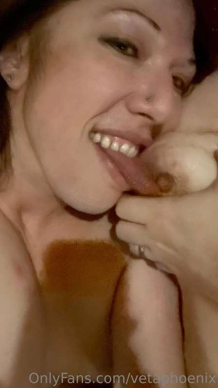 Nipple lick in’ good! Me nibbling, sucking and licking my gi..