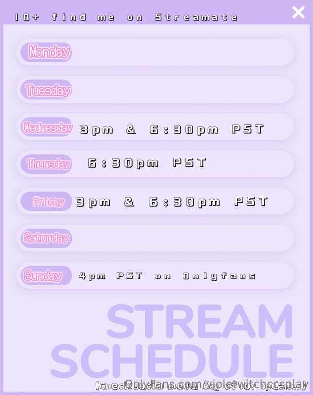this weeks stream schedule