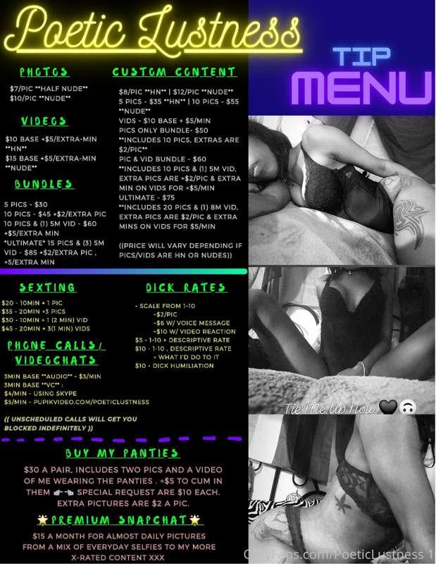 🌟🤍 New Tip Menu 🖤🌟