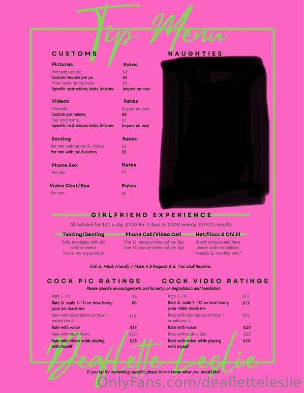 😈 *New Updated Tip Menu* 😈 If your interested in purchasing ..