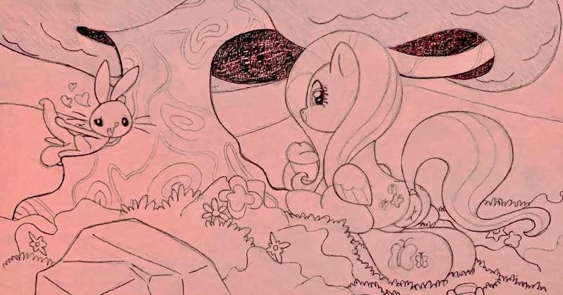 Fluttershy redrawn and Angel (uncolored)