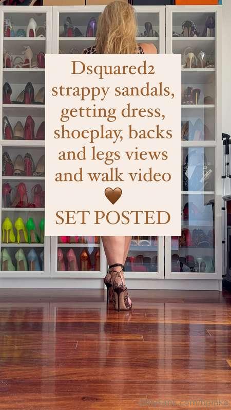 Dsquared2 strappy sandals, getting dress, shoeplay, backs an..