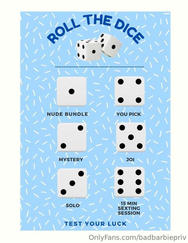 ☃️🎲 ***ROLL THE DICE*** 🎲☃️
the rules are simple: tip for yo..
