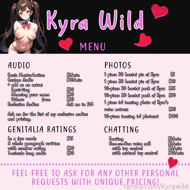 My tip menu😇💖Feel free to dm me for custom requests or exclusive content😉