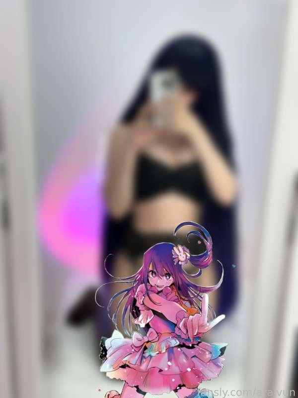 Ai from Oshi No Ko anime💜
Lingerie version with fully transparent lace panty🥰🤤

#oshinoko #anime #cosplay #lingerie #transparent #lace #garterbelt #stockings #bluehair 