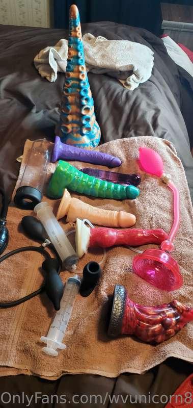 The line up of things I'm trying to fit in my ass today!