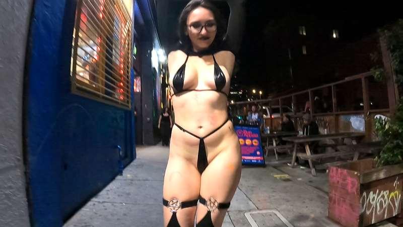 Walking the streets in my micro bikini!