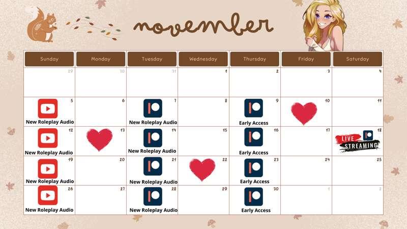 Novembers Audio Schedule!