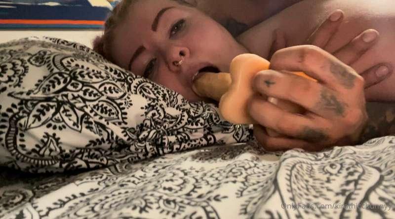 He mouth fucked me with a dildo as he fucked my tight wet pu..