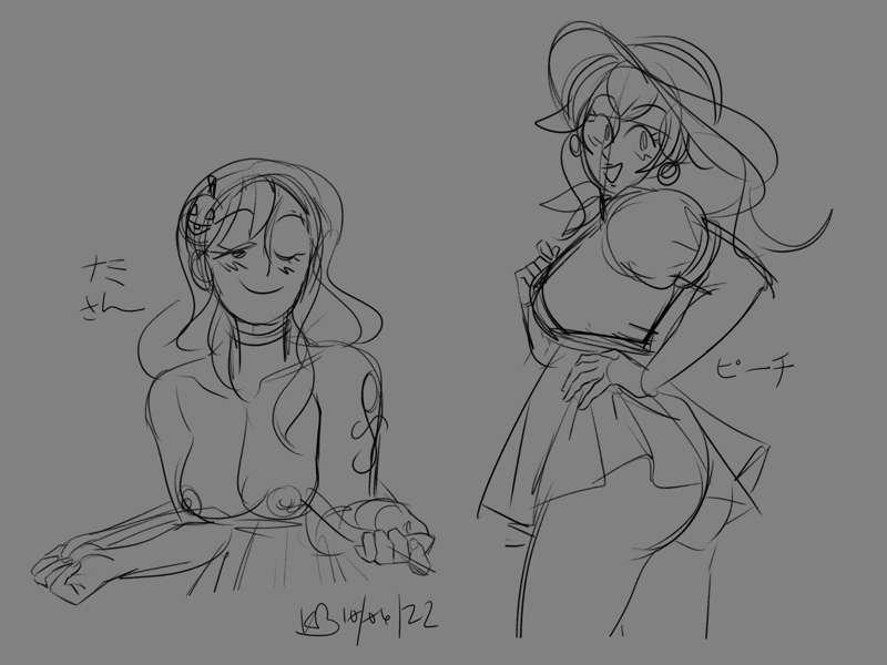 nami and peach scribbles