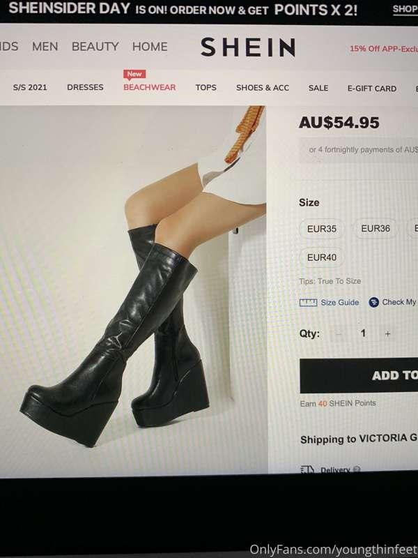 Who wants to see me in these boots? 😍😍
Buy them for me and I..