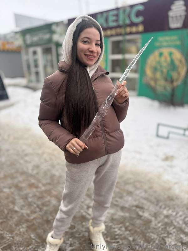 Look at this huge icicle I found! 😃Winter is finally coming ..