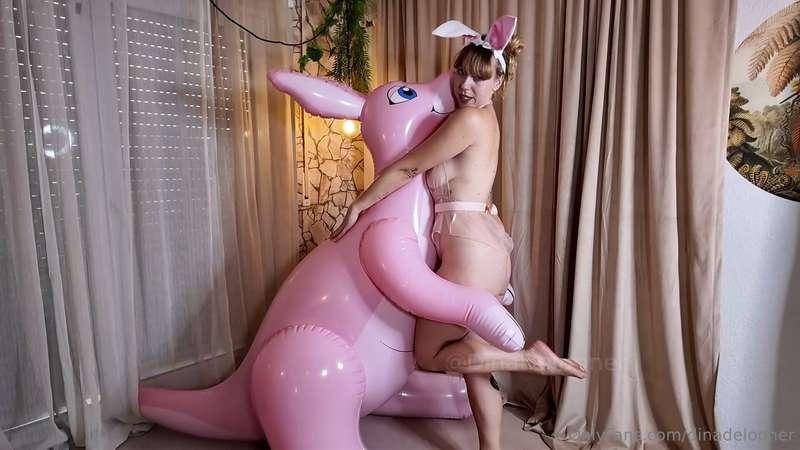 German LoonerGirl Had a new Kangaroo Inflatable friend… But ..