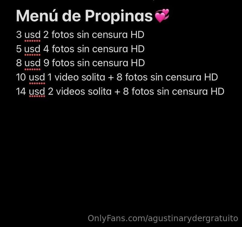 Les dejo mi Menú de Tips/Propinas para contenido extra bbys🥰..