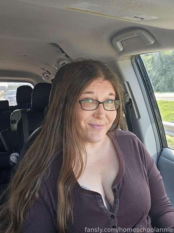 Driving out to Amish Country today. 

#driving #cleavage #car #longhair #mom #milf #ohio 