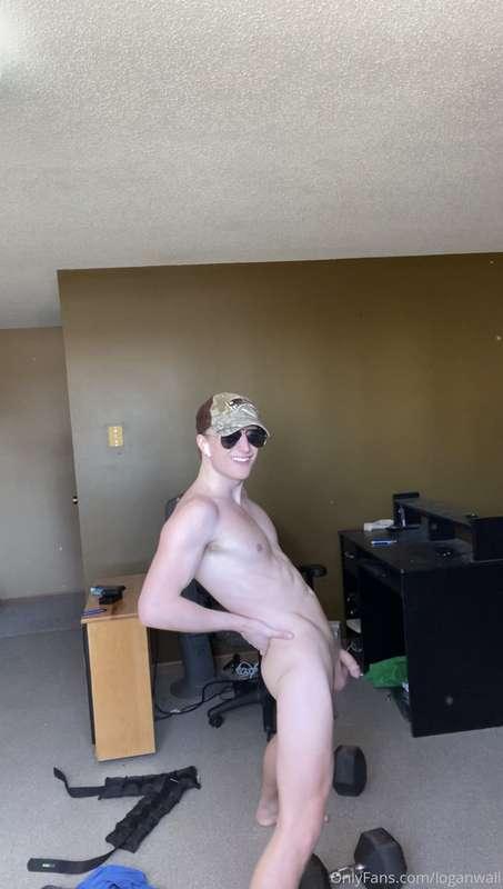 Pics of me Stretching with my Cock out after my Workout 🍆