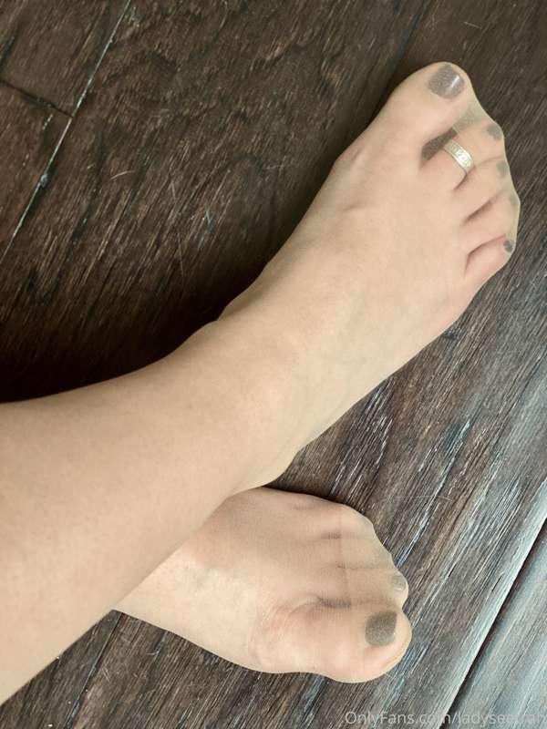 Sheer Nylon legs and feet. I can think of a few ways to shut..