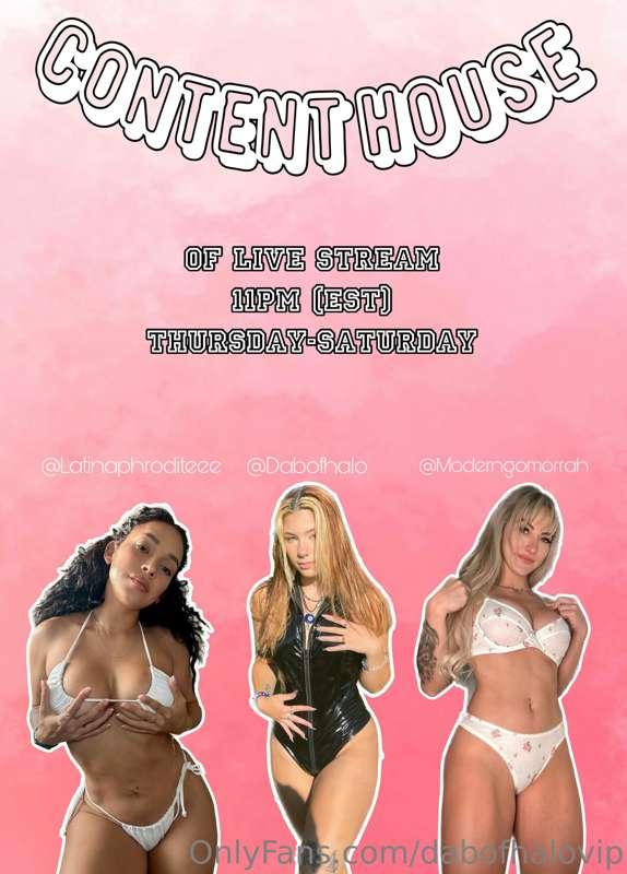 Who’s ready for my first CONTENT HOUSE weekend🙈  

Live stre..