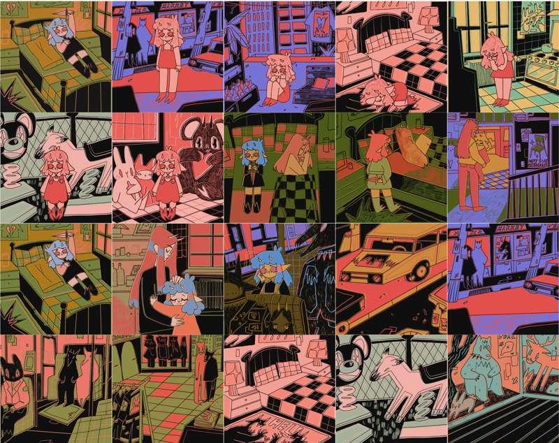 61 frames from my recent animations including 27 backgrounds for download! 