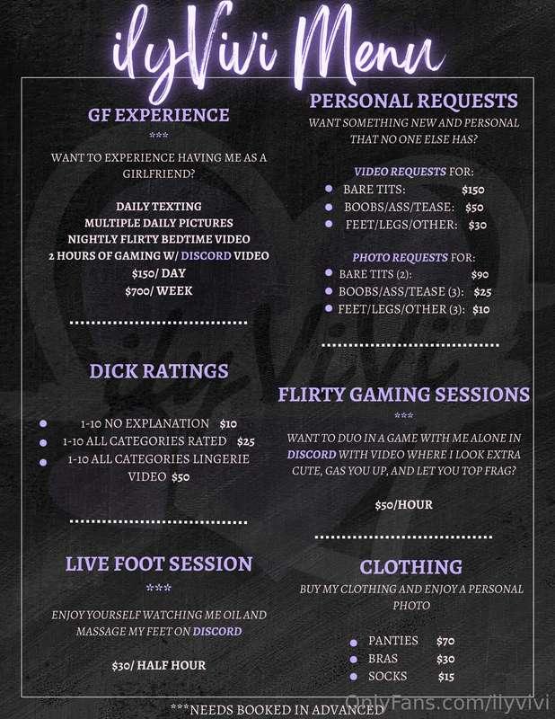 Official Menu babes ❤