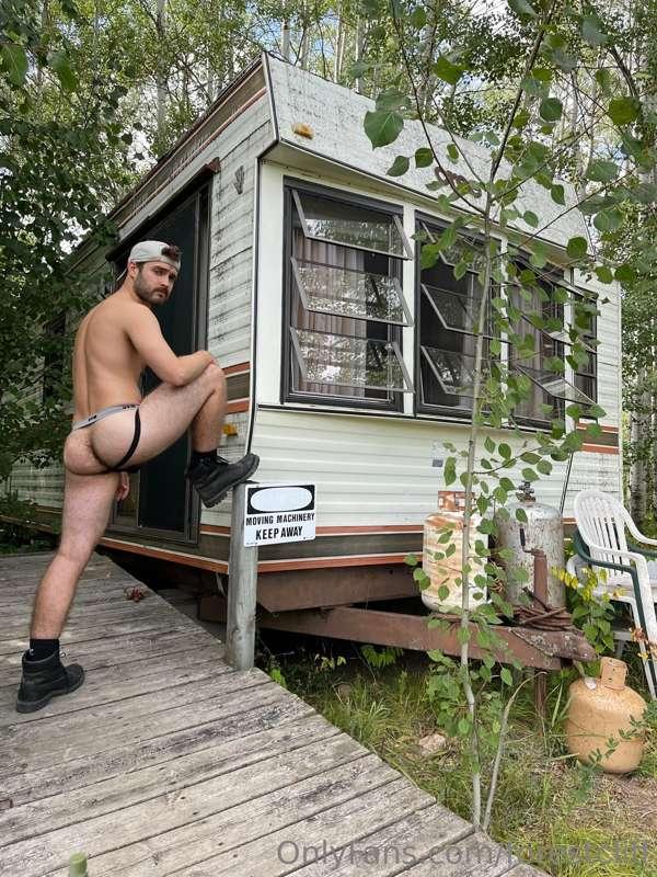 Eat this sweaty ass against the trailer