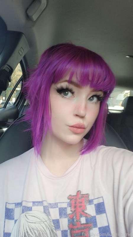 Natural hair ! 💜👉👈 first time I've done my makeup with my updated hair! 

#fyp #shorthair #purplehair #kawaii #babyface #egirl 