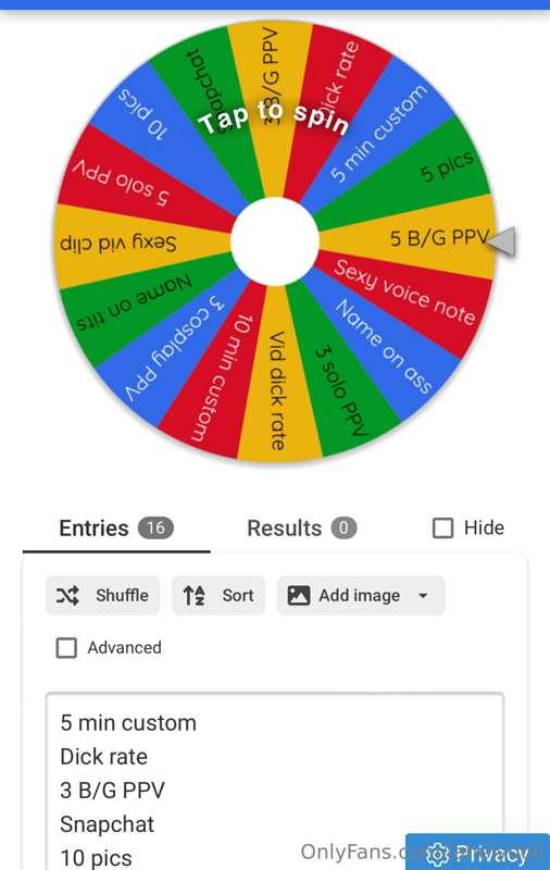 New spin the wheel game available on my main page! 🥰 @laheld..