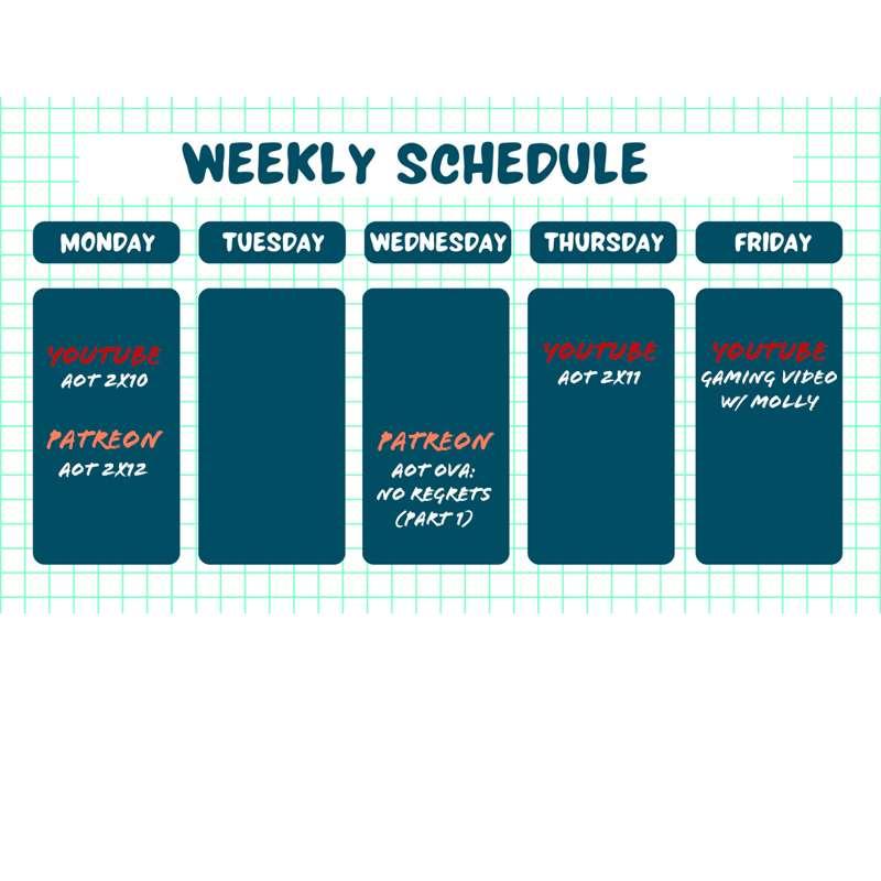 Schedule for this week! 