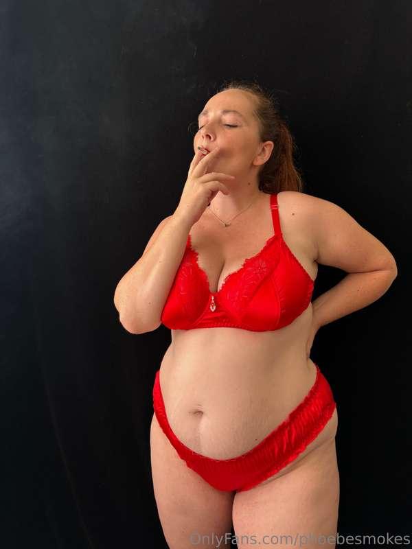 Smoking in my Red Lingerie - Pics - Part 2