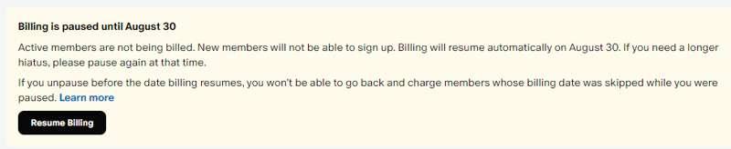 August billing Paused