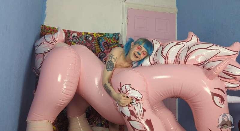 GIANT INFLATABLE UNICORN PART 3- The final video... I named her 'horny the unicorn' and bounced away to my hearts content.. only falling off once this time!  I spat on her and  enjoyed humping all over her body, then I fucked my unicorn cock dildo to have a huge clowngasm! After this, I rubbed my sensitive clit on her, getting her sticky and pissing on her! 

(destruction video coming soon after she participates in some hot new collab videos!) 

You can get a FREE custom video when you buy me an inflatable to play with...message me :) 

#clown #clowns #clowngirl #inflatable #inflatables #fetish #cute #petite #bluehair #pigtails #british #english #alt #altgirl #alternative #closeup #humping #hairy #clussy #pussy #hairypussy #grinding #assbouncing #pee #peeing #piss #pissing #peefetish #orgasm #femaleorgasm #dildo #dildofucking #fantasydildo #dildoriding 