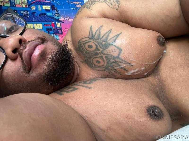 Shot all over my titties. Back to being productive now 🙂