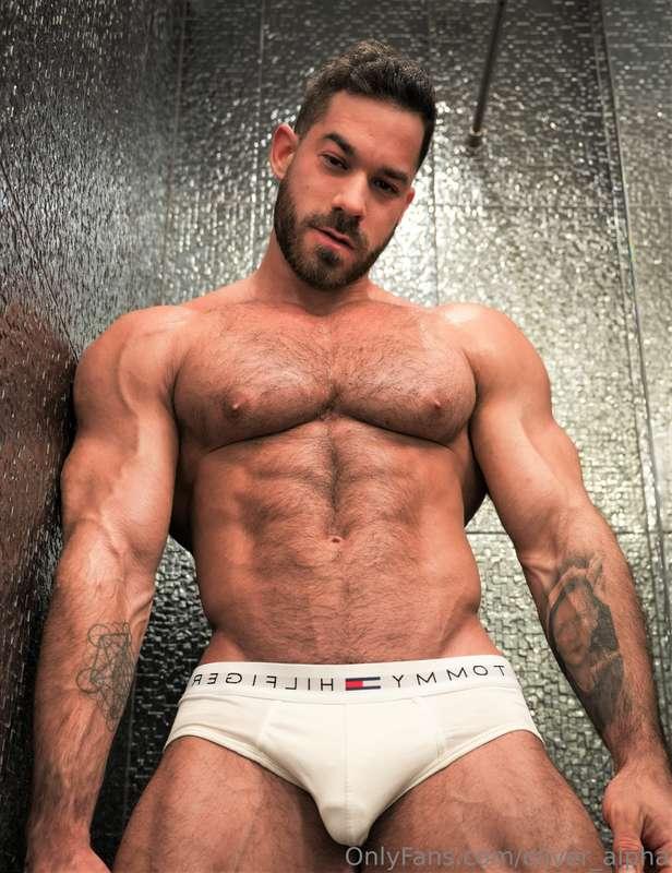 Cornered and flexed, cock pushing hard in my briefs if you c..