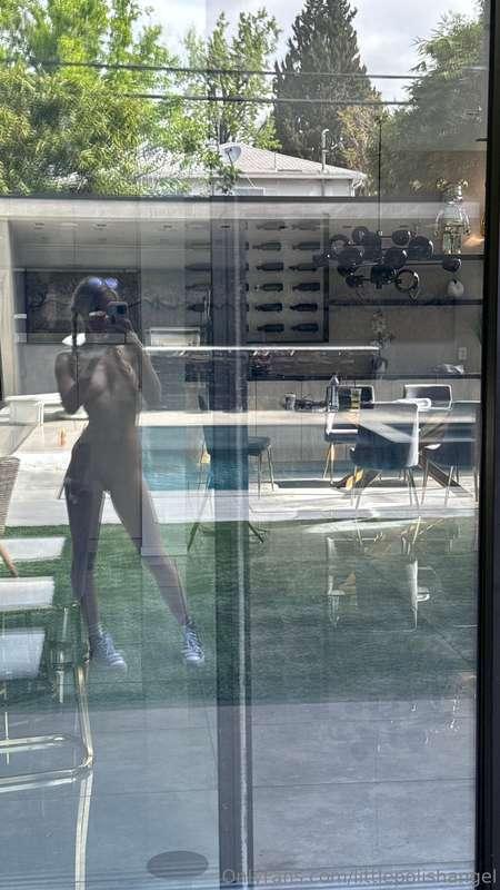 Naked pool day + tanning session 🌞