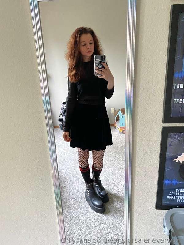 Outfit of the day. Debating on doing some makeup 👻