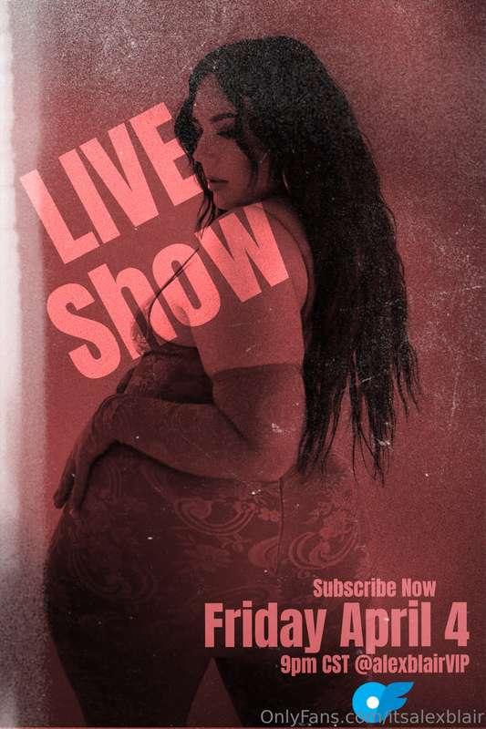 Join me On Friday! Live Show on my VIP PAGE ❤️❤️@alexblairvi..