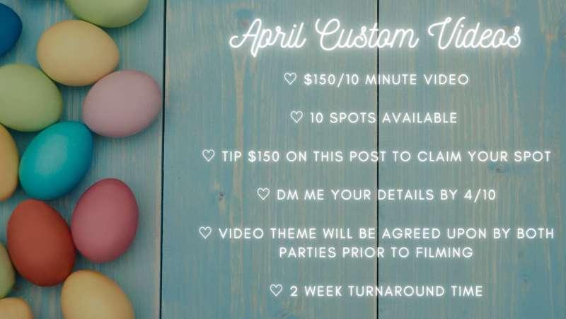 Round 1 of April custom video orders are now open! If you're..
