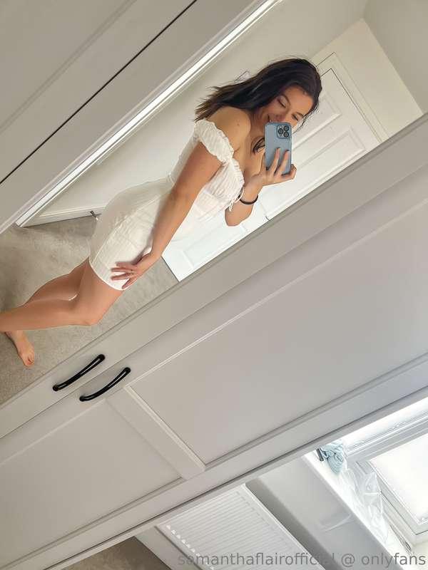 White dress barefoot