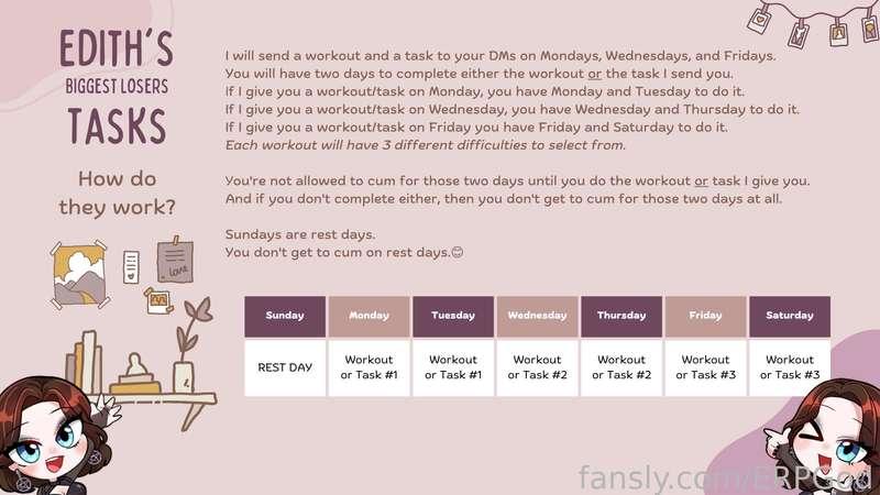 I'll be sending workouts and tasks to my Biggest Losers🤓, Gym Members🌱, and Personal Assistants💗 in a few minutes!
I'll be sending them to your DMs!
Here is an updated infographic on how sub workouts and tasks are going to work!

── ☽ ── ⛤ ── ☾ ──

#erpgod #egirl #goddess #fitdom
#femdom #findom #tasks #quests
#sub #submissive #goodboy

✨Follow Me On Twitter!✨
https://twitter.com/ERPGod

💜Follow Me On Twitch!💜
https://www.twitch.tv/erpg0d

💦Join The Discord!💦
https://discord.gg/ERPGod

💕Check Out Everything!💕
https://erpgod.com/