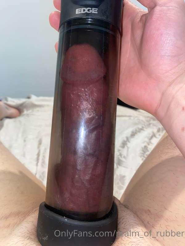 Vainy hard cock trapped in my electric cock pump