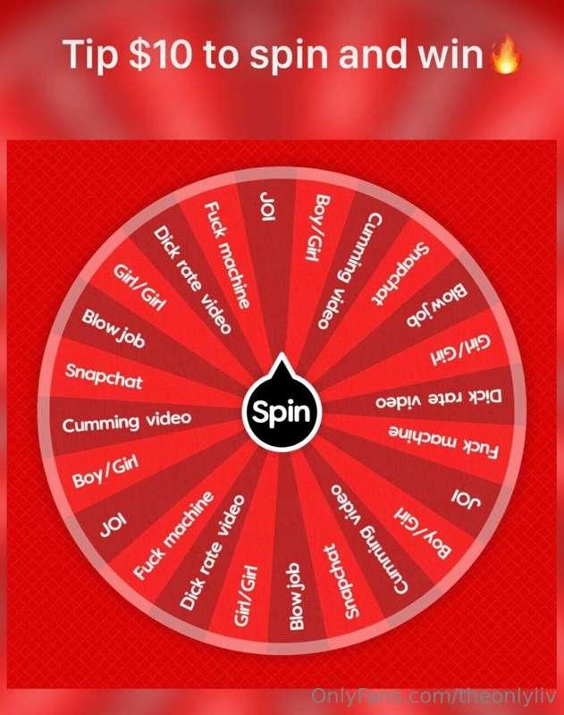 Tip $10 for 1 spin or $15 for 3 spins 🔥