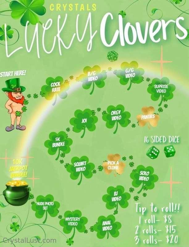 🍀 𝗖𝗥𝗬𝗦𝗧𝗔𝗟𝗦 𝗟𝗨𝗖𝗞𝗬 𝗖𝗟𝗢𝗩𝗘𝗥𝗦 🍀
𝘁𝗲𝘀𝘁 𝘆𝗼𝘂𝗿 𝗹𝘂𝗰𝗸 𝘄𝗶𝘁𝗵 𝗺𝘆 𝗯𝗿𝗮𝗻𝗱 𝗻𝗲𝘄 ..