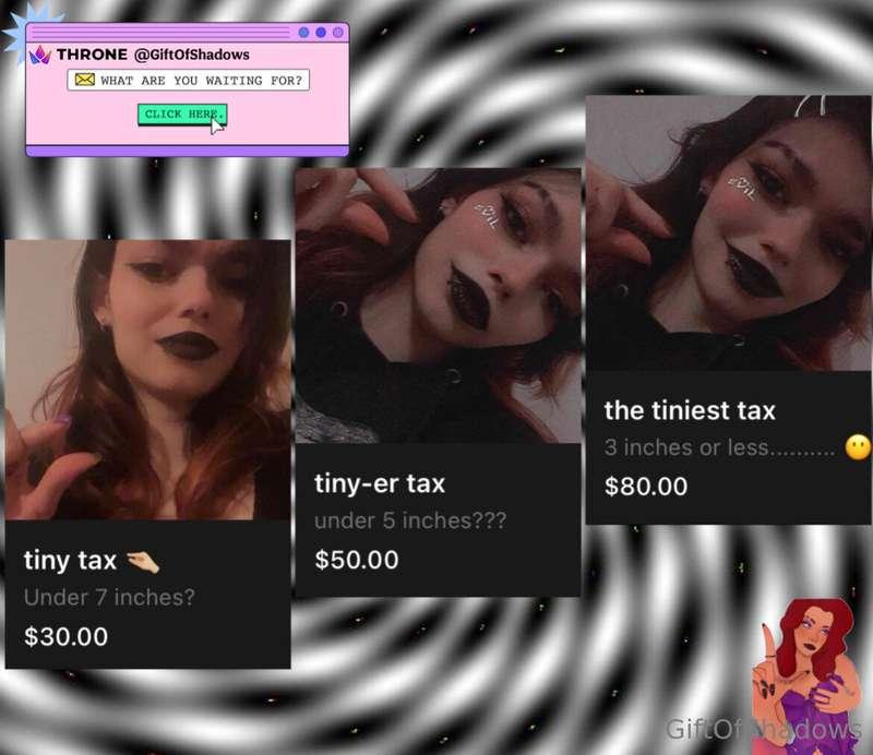 collecting the tax for the small dick havers 🤭🤏🏼 little late..