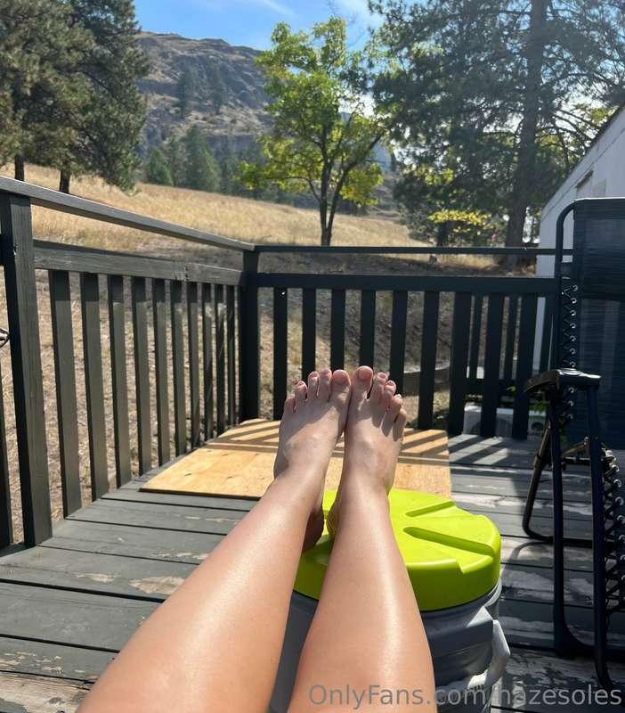 Having my morning coffee outside, Soaking up every last bit ..