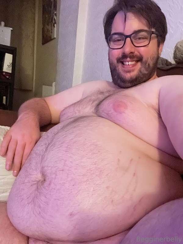 I feel so big tonight, but a pizza, chicken wings, garlic br..