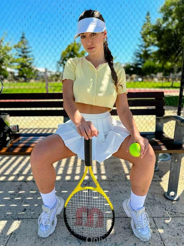 There were people all around this tennis court too. Woops!