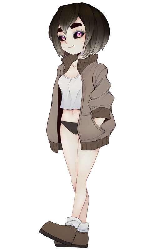 Ellie underneath her sweater