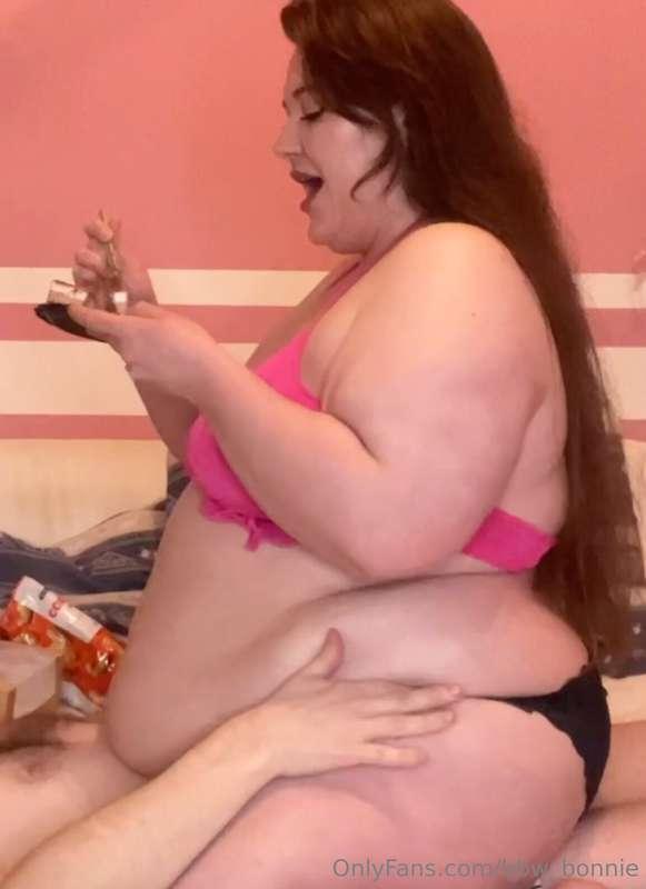 I LOVE being on top stuffing my FAT face while my HUGE gut i..
