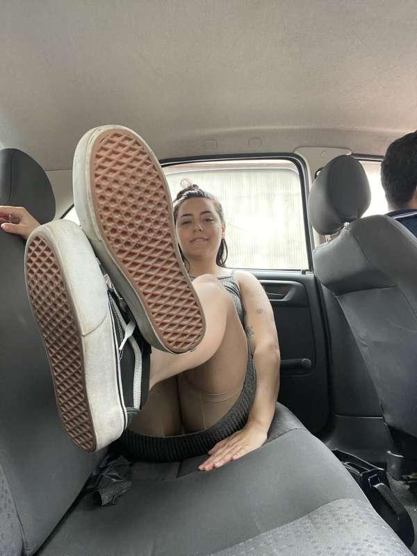 Trying to remove my sneaks in the Uber