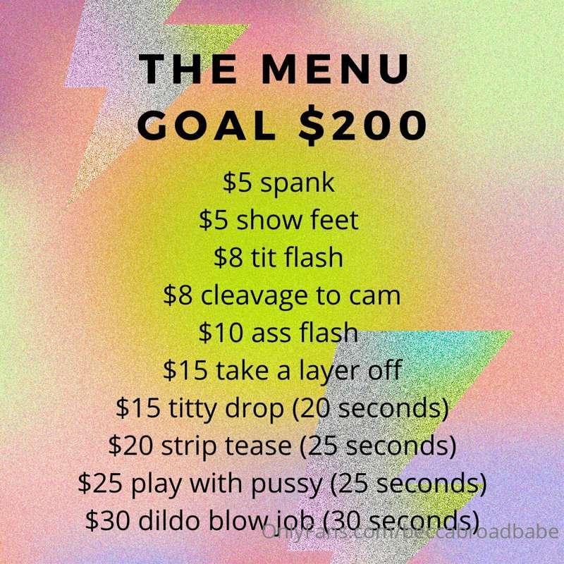 tip menu :) see you in 20 minutes at 9pm EST 💞